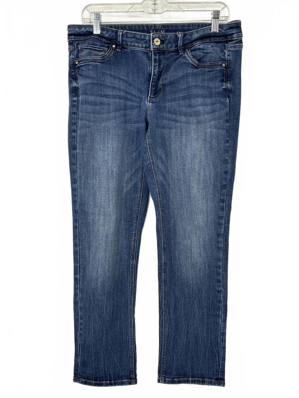 White House Black Market Slim Fit Crop midrise Blue Denim Jeans Size 10